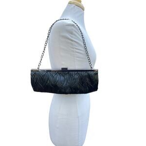 Jessica McClintock Black Evening Bag/Clutch with Black Metallic Hardware